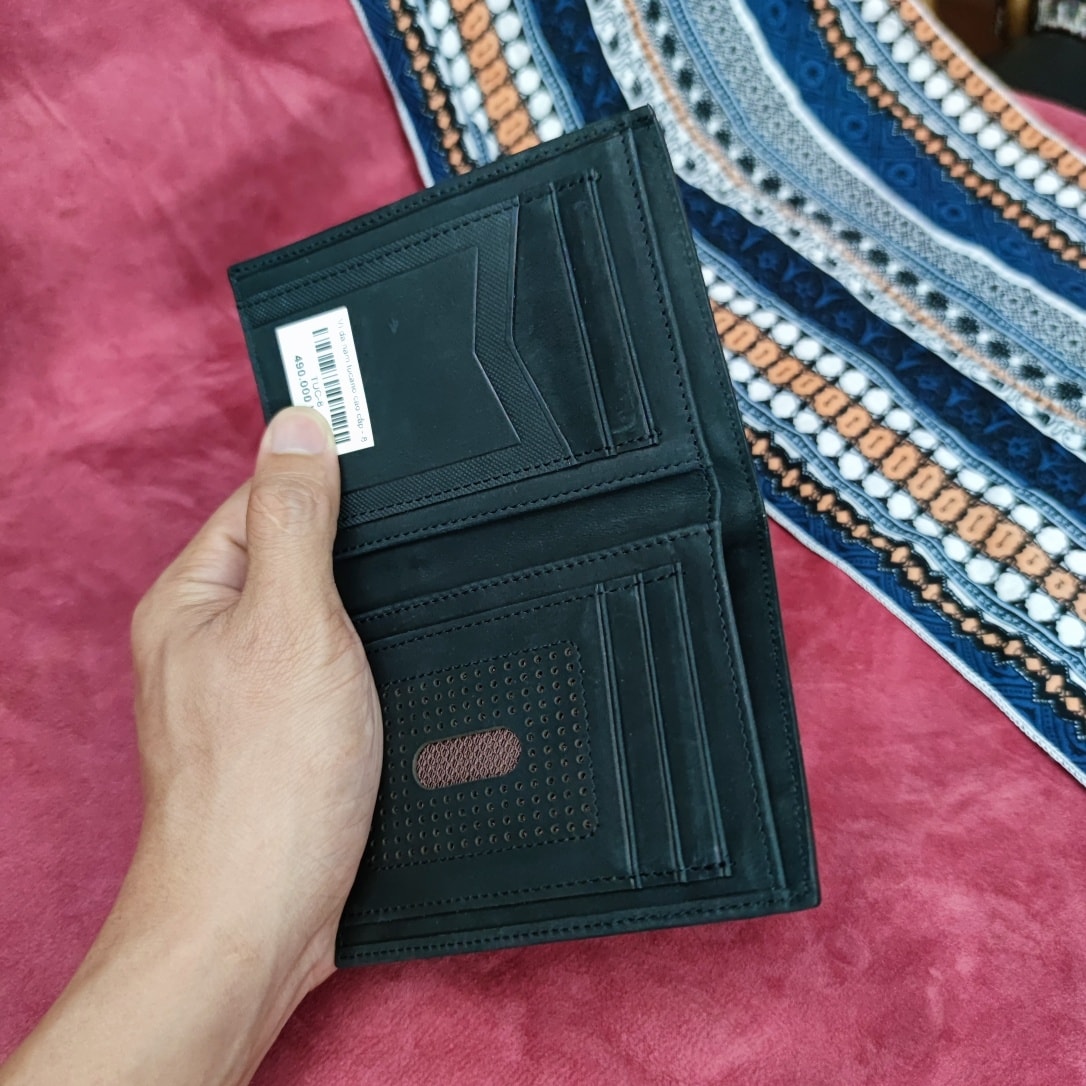 Ví Đứng Da Bò Nam Black