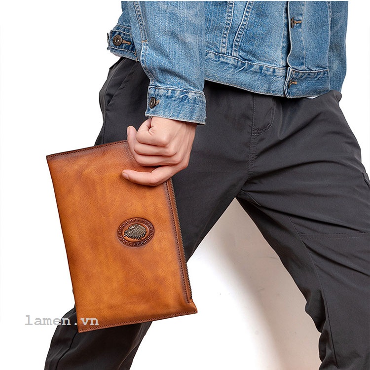 Ví nam cầm tay da bò hạt ct05